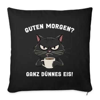 Bonjour? de la glace très mince ! - Housse de coussin décorative 45 x 45 cm - noir - Devant