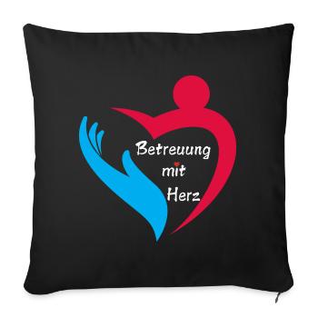Blue Hand Betreuung mit Herz - Sofakissenbezug 45 x 45 cm - Schwarz - Vorne