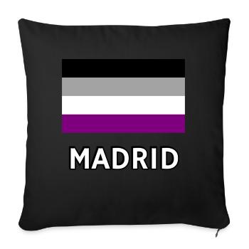 Asexualité Pride Drapeau Madrid - Housse de coussin décorative 45 x 45 cm - noir - Devant