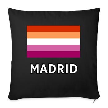 Drapeau de la fierté lesbienne Madrid - Housse de coussin décorative 45 x 45 cm - noir - Devant