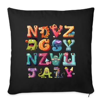 Alphabet ABC Animal Learning Kindergarten Teacher - Housse de coussin décorative 45 x 45 cm - noir - Devant
