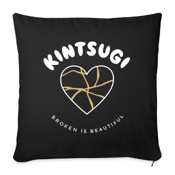 Embrassez les imperfections avec le design Kintsugi Heart - Housse de coussin décorative 45 x 45 cm - noir - Devant