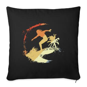 Surfer 80s - Sofa pillowcase 17,3'' x 17,3'' (45 x 45 cm) - black - Front
