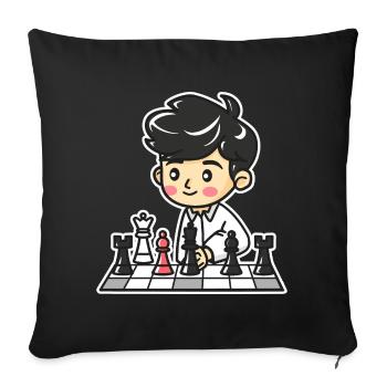 Chess Boy Cartoon - Sofa pillowcase 17,3'' x 17,3'' (45 x 45 cm) - black - Front