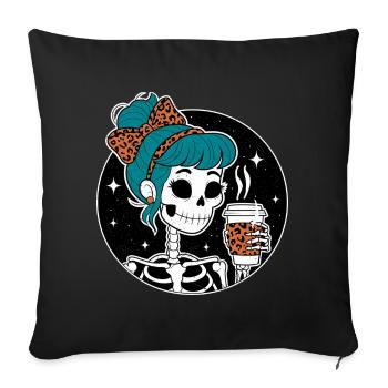 Funny Mexican Skeleton with Latte Coffee Halloween - Sofa pillowcase 17,3'' x 17,3'' (45 x 45 cm) - black - Front