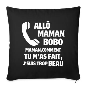 maman, super maman, beau gosse - Housse de coussin décorative 45 x 45 cm - noir - Devant