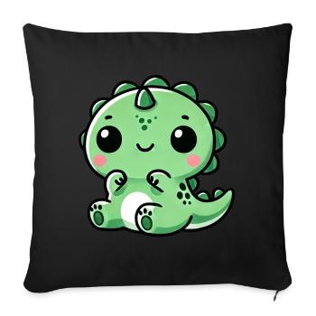 Mignon Dino T-Rex Chibi - Housse de coussin décorative 45 x 45 cm - noir - Devant