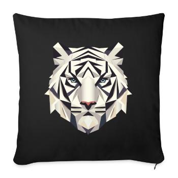 Geometric White Tiger – Strength and Elegants - Sofa pillowcase 17,3'' x 17,3'' (45 x 45 cm) - black - Front