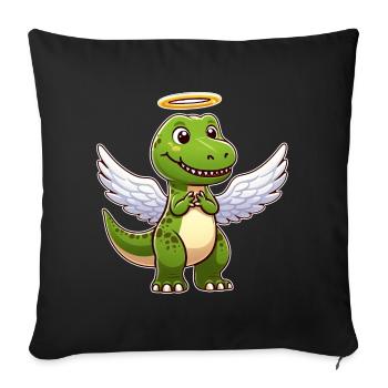 Süßer Dino Trex Engel Cartoon Dinosaurier Flügel - Sofakissenbezug 45 x 45 cm - Schwarz - Vorne