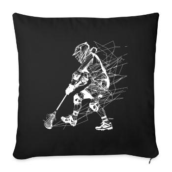 Lacrosse Player Line Art - Sofa pillowcase 17,3'' x 17,3'' (45 x 45 cm) - black - Front
