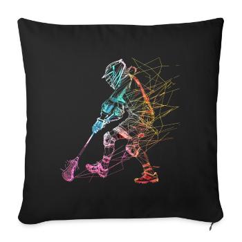 Lacrosse Player Sketch - Sofa pillowcase 17,3'' x 17,3'' (45 x 45 cm) - black - Front