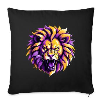 Lion jaune et violet Los Angeles - Housse de coussin décorative 45 x 45 cm - noir - Devant