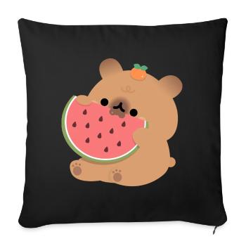Capybara Watermelon - Sofa pillowcase 17,3'' x 17,3'' (45 x 45 cm) - black - Front
