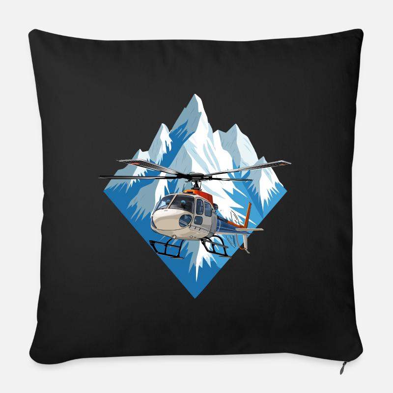 Hubschrauber im Wintereinsatz - Sofakissenbezug 45 x 45 cm - Schwarz
