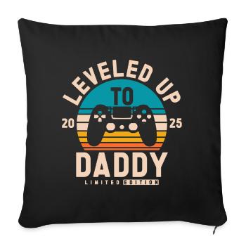 Promu au rang de Papa 2025 - Housse de coussin décorative 45 x 45 cm - noir - Devant