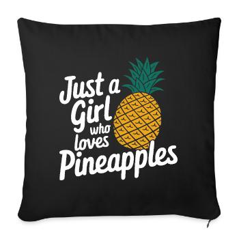 Ananas Fruit tropical hawaïen - Housse de coussin décorative 45 x 45 cm - noir - Devant
