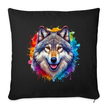 Wolf - Sofakissenbezug 45 x 45 cm - Schwarz - Vorne
