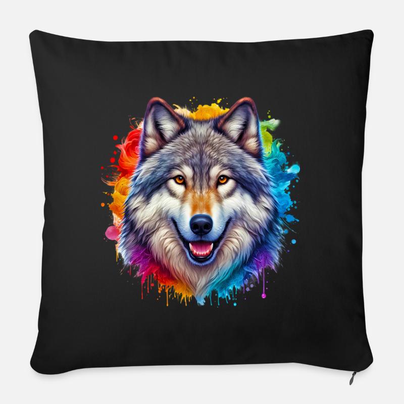 Wolf - Sofakissenbezug 45 x 45 cm - Schwarz