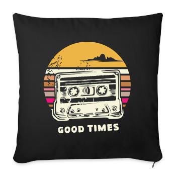 Vieille cassette rétro – Mixtape Memories vintage - Housse de coussin décorative 45 x 45 cm - noir - Devant