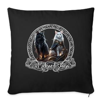Bygul and Trejgul - Cats of the Goddess Freya - Sofa pillowcase 17,3'' x 17,3'' (45 x 45 cm) - black - Front