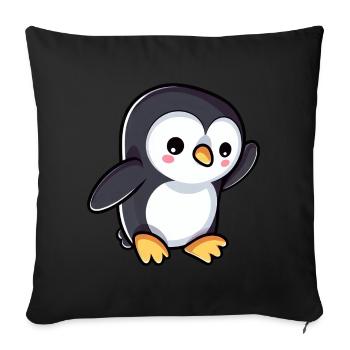Mignon pingouin de dessin animé ondulant - Housse de coussin décorative 45 x 45 cm - noir - Devant