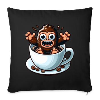 Bigfoot Coffee Coffee Drinker Coffee Lovers - Sofa pillowcase 17,3'' x 17,3'' (45 x 45 cm) - black - Front