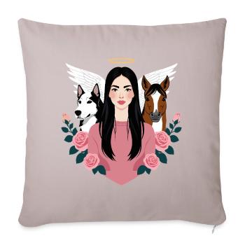 Mistress, dog and horse - Sofa pillowcase 17,3'' x 17,3'' (45 x 45 cm) - light taupe - Front