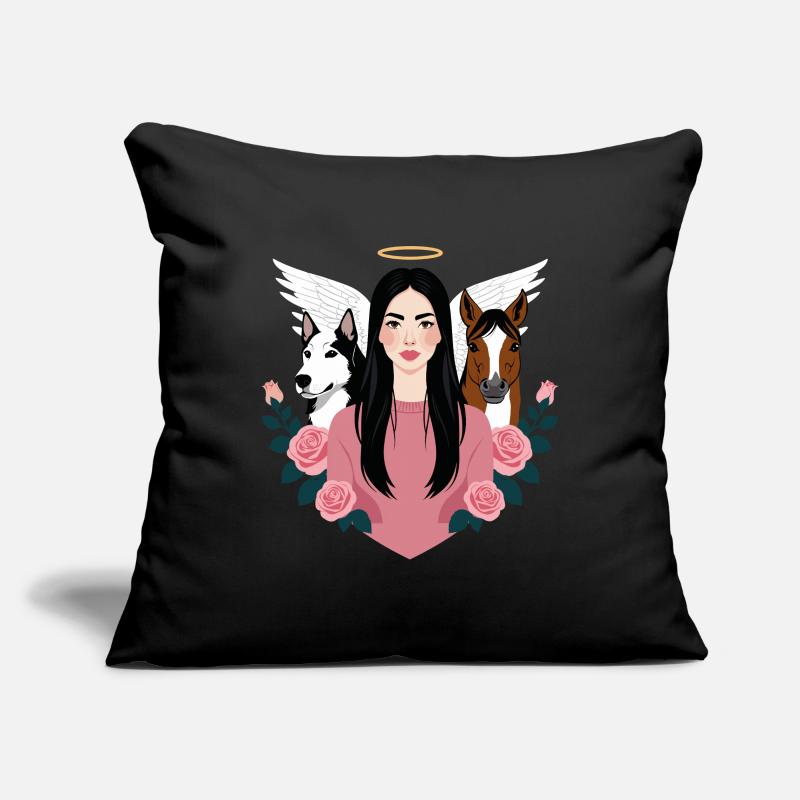 Maîtresse, chien et cheval Housse de coussin décorative 45 x 45 cm