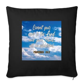 Proverbs16:3 - Sofa pillowcase 17,3'' x 17,3'' (45 x 45 cm) - black - Front