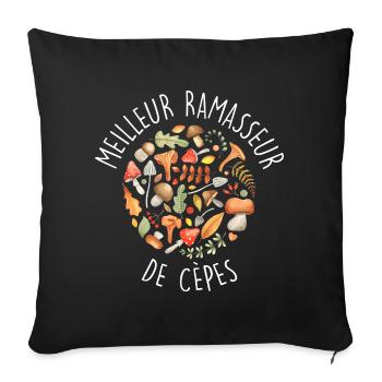 Porcini Mushrooms Mushroom Picker - Sofa pillowcase 17,3'' x 17,3'' (45 x 45 cm) - black - Front