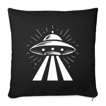 Minimalistische UFO Alien fliegende Untertasse Sil - Sofakissenbezug 45 x 45 cm - Schwarz - Vorne