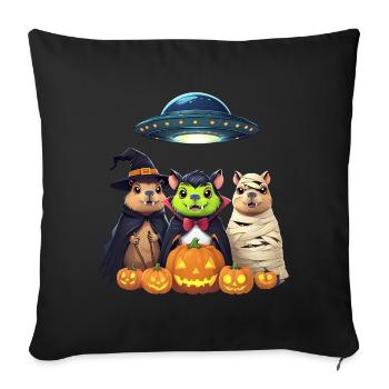 Halloween Capybara Hamster Ghost Gift Idea - Sofa pillowcase 17,3'' x 17,3'' (45 x 45 cm) - black - Front