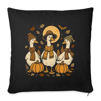 Autumn geese with pumpkins and hats - Sofa pillowcase 17,3'' x 17,3'' (45 x 45 cm) - black - Front