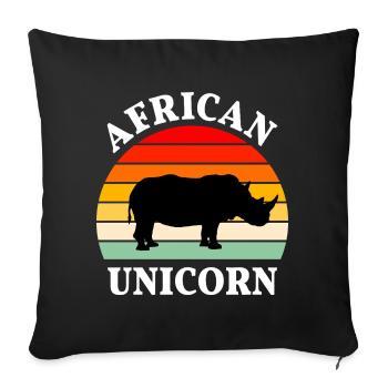 Rhinocéros, Afrique, Pachyderme, Licorne africaine - Housse de coussin décorative 45 x 45 cm - noir - Devant