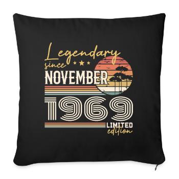 Vintage November 1969 Retro November 1969 - Sofa pillowcase 17,3'' x 17,3'' (45 x 45 cm) - black - Front