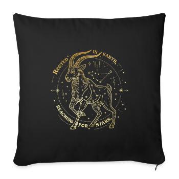 Capricorn Zodiac Gift – Earth & Stars Design - Sofa pillowcase 17,3'' x 17,3'' (45 x 45 cm) - black - Front
