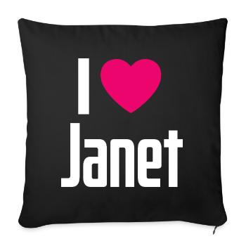 J’aime Janet Pink Heart J’aime Janet - Housse de coussin décorative 45 x 45 cm - noir - Devant