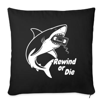 Rewind or The Shark Cassette - Sofa pillowcase 17,3'' x 17,3'' (45 x 45 cm) - black - Front