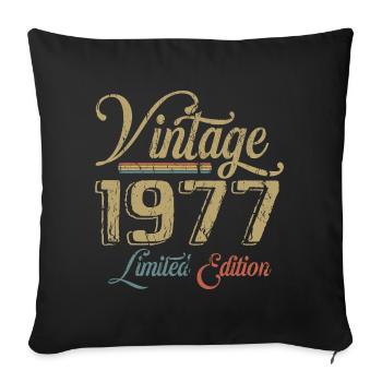 Vintage 1977 Limited Edition Birth Vintage 1977 - Sofa pillowcase 17,3'' x 17,3'' (45 x 45 cm) - black - Front