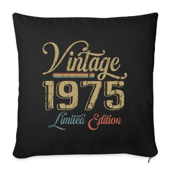 Vintage 1975 Limited Edition Geburtsjahrgang 1975 - Sofakissenbezug 45 x 45 cm - Schwarz - Vorne