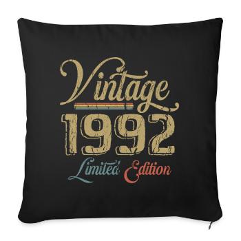 Millésime 1992 Édition limitée Naissance Annésime 1992 - Housse de coussin décorative 45 x 45 cm - noir - Devant