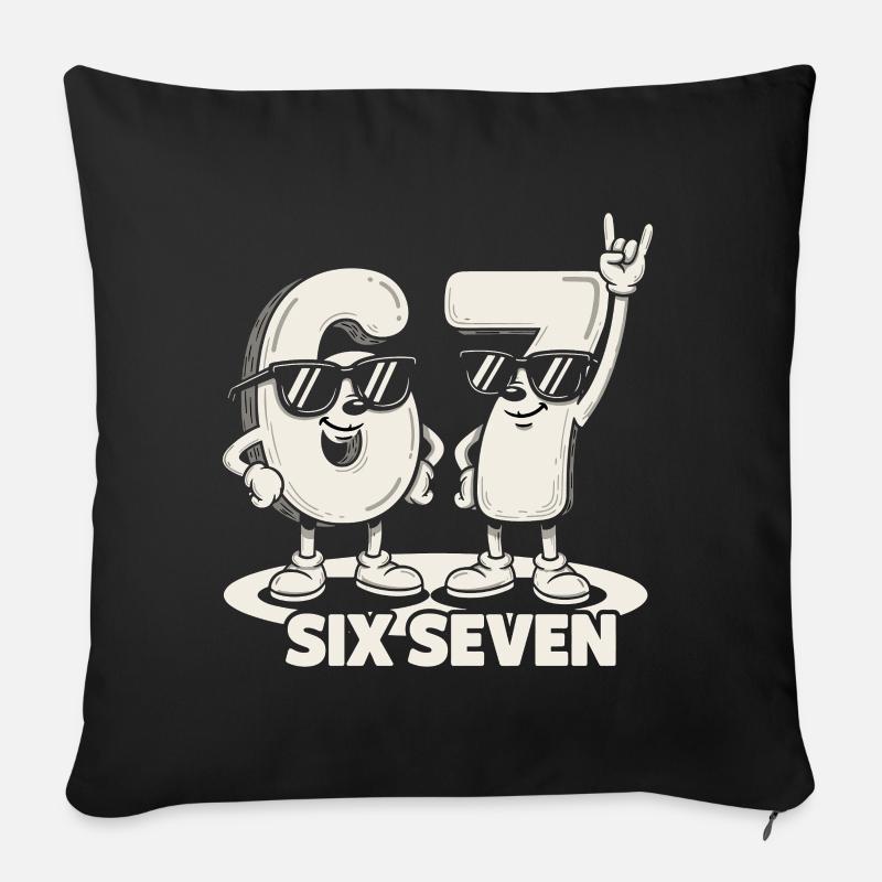67 Six Seven meme 6 7 - Retro Rock Musik Geschenk - Sofakissenbezug 45 x 45 cm - Schwarz