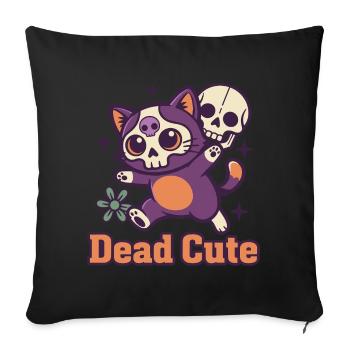 Squelette de chat mort mignon - Housse de coussin décorative 45 x 45 cm - noir - Devant