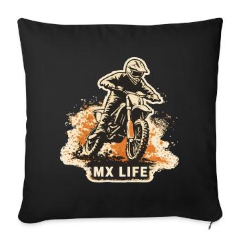 Motocross MX Life Shirt – Tout-terrain - Housse de coussin décorative 45 x 45 cm - noir - Devant