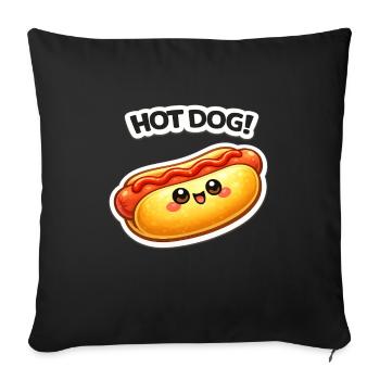 Kawaii Hotdog Sticker Motif - Sofa pillowcase 17,3'' x 17,3'' (45 x 45 cm) - black - Front