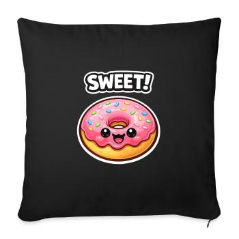 Glaçage rose Kawaii Donut - Housse de coussin décorative 45 x 45 cm - noir - Devant