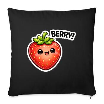Autocollants Berry Style Kawaii - Housse de coussin décorative 45 x 45 cm - noir - Devant