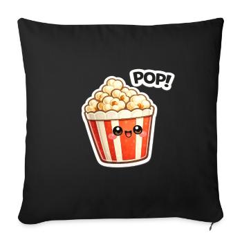 Kawaii Popcorn Smile Design - Sofa pillowcase 17,3'' x 17,3'' (45 x 45 cm) - black - Front