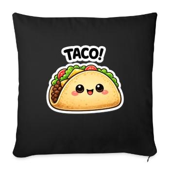 Taco kawaï avec un joli visage - Housse de coussin décorative 45 x 45 cm - noir - Devant
