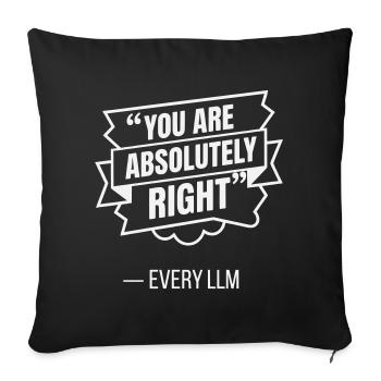 Tu as raison - Citation drôle de robot LLM drôle - Housse de coussin décorative 45 x 45 cm - noir - Devant
